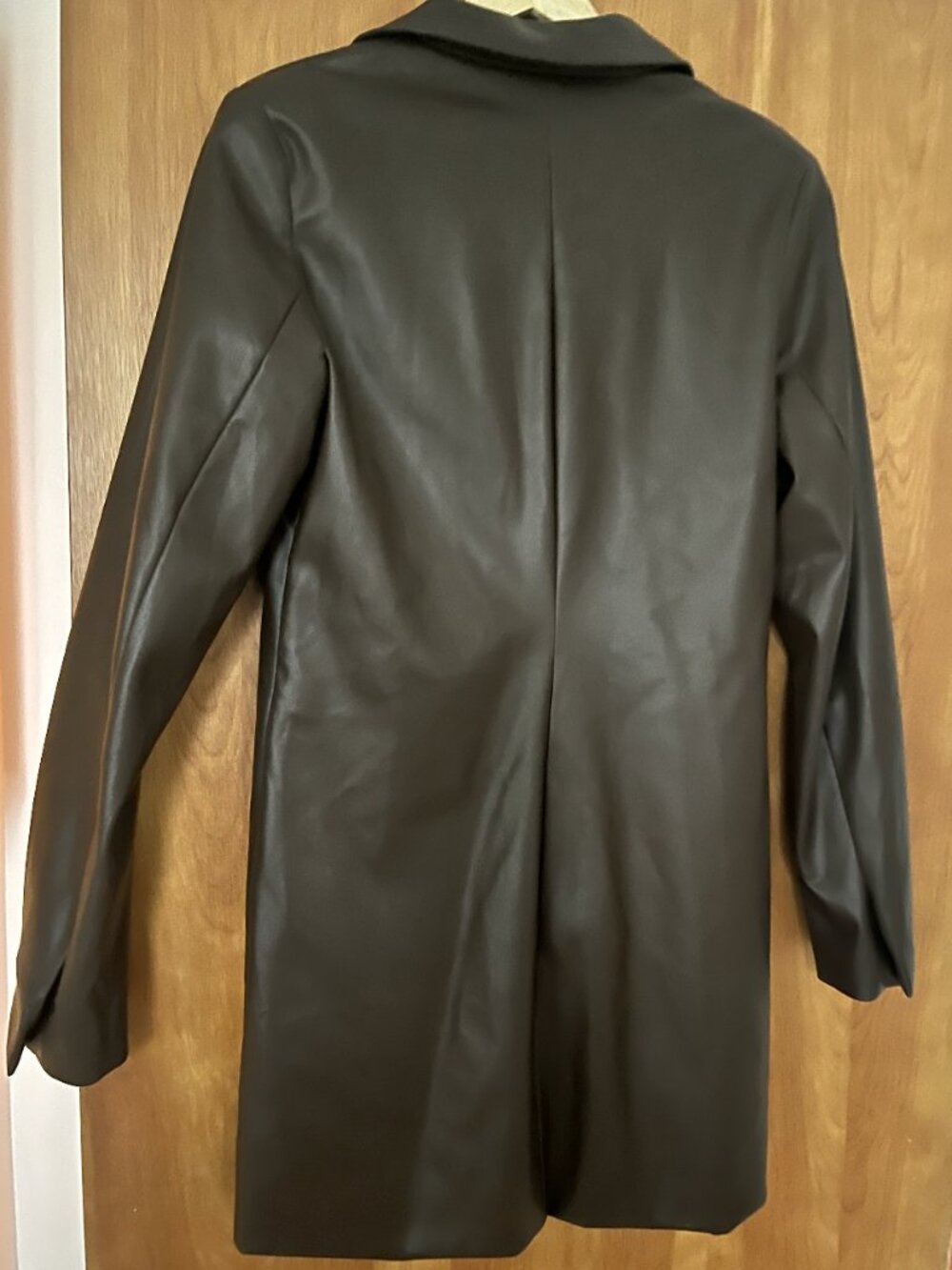 Abercrombie & Fitch Vegan Leather Brown Blazer Dress size M - Picture 4 of 5
